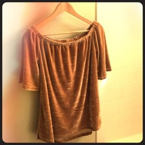 Mustard velvet off shoulder top